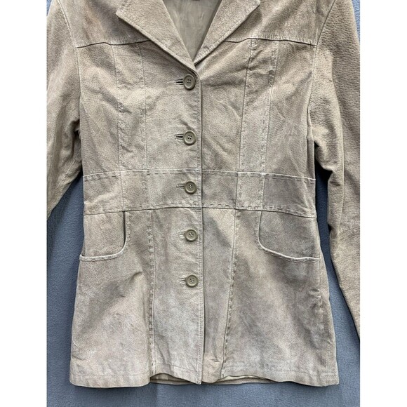 Marcelle Renee Leather Jacket Women’s Large Tan Notch 5 Button Style 2119 - Picture 12 of 16